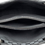 Handbag Bamboo Square Tote Black Monogrammed Canvas