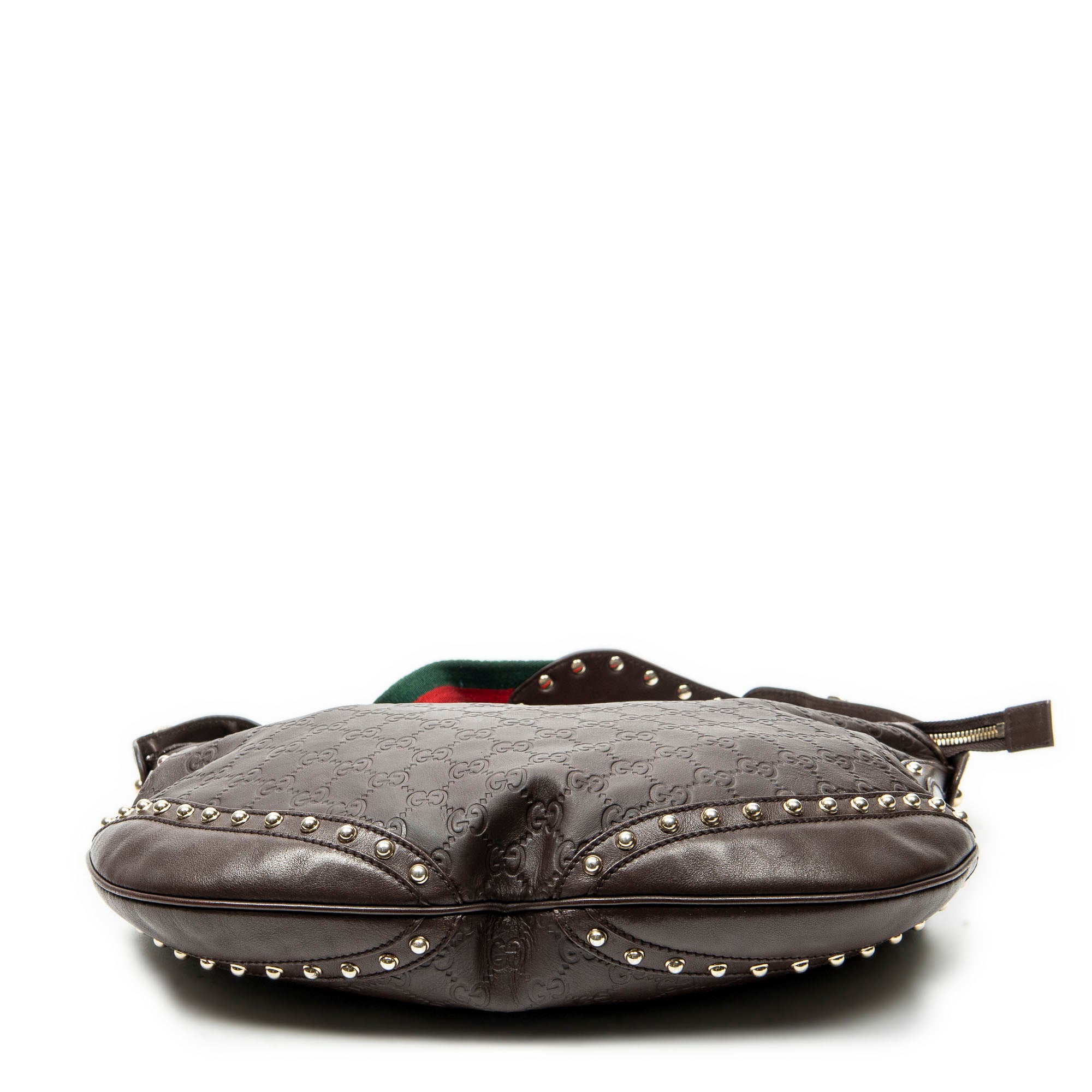 Shoulder Bag Web Studded Pelham Messenger Brown Guccissima Leather
