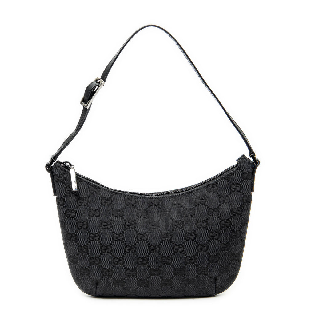 Shoulder Bag Pochette Hobo Black Monogrammed Canvas