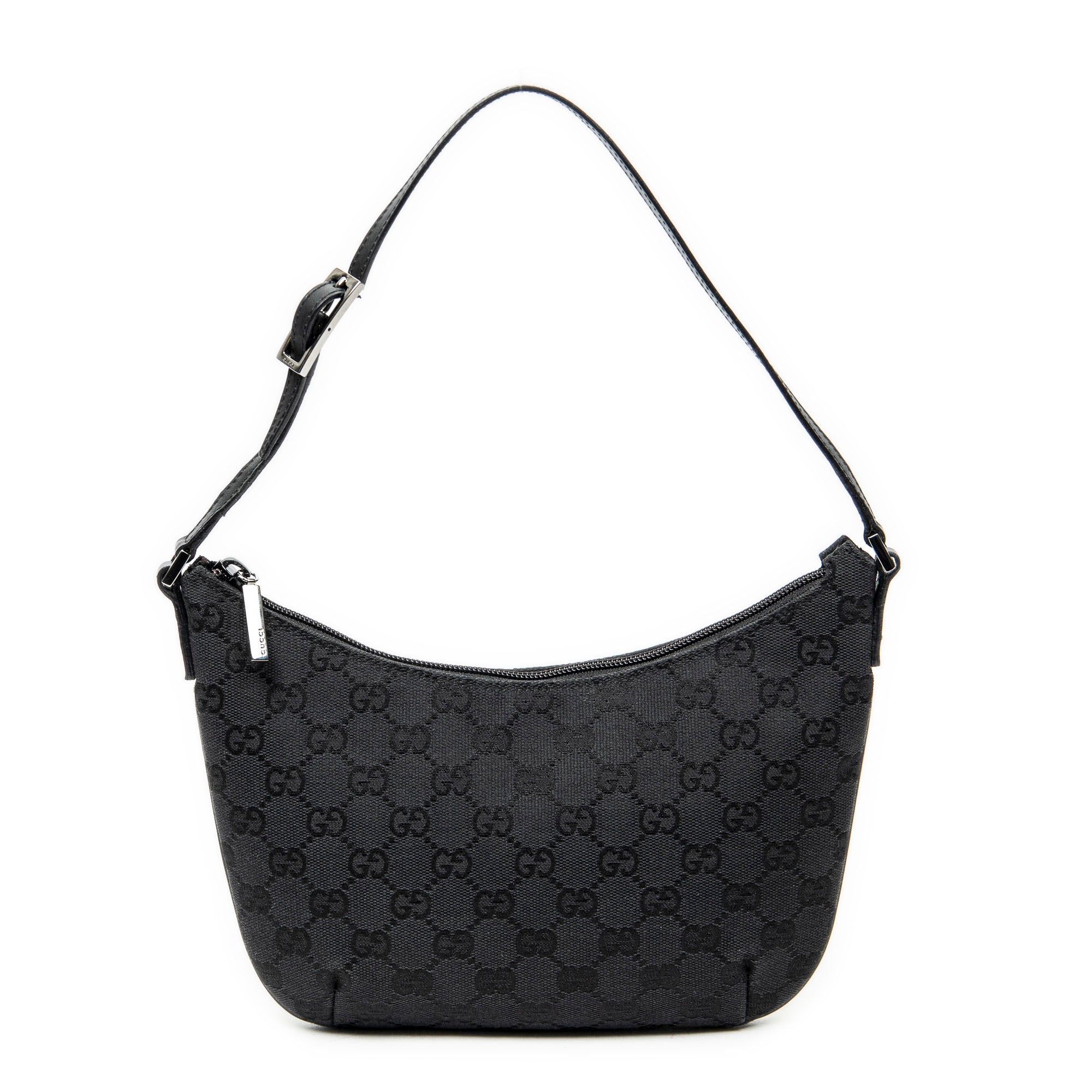 Shoulder Bag Pochette Hobo Black Monogrammed Canvas