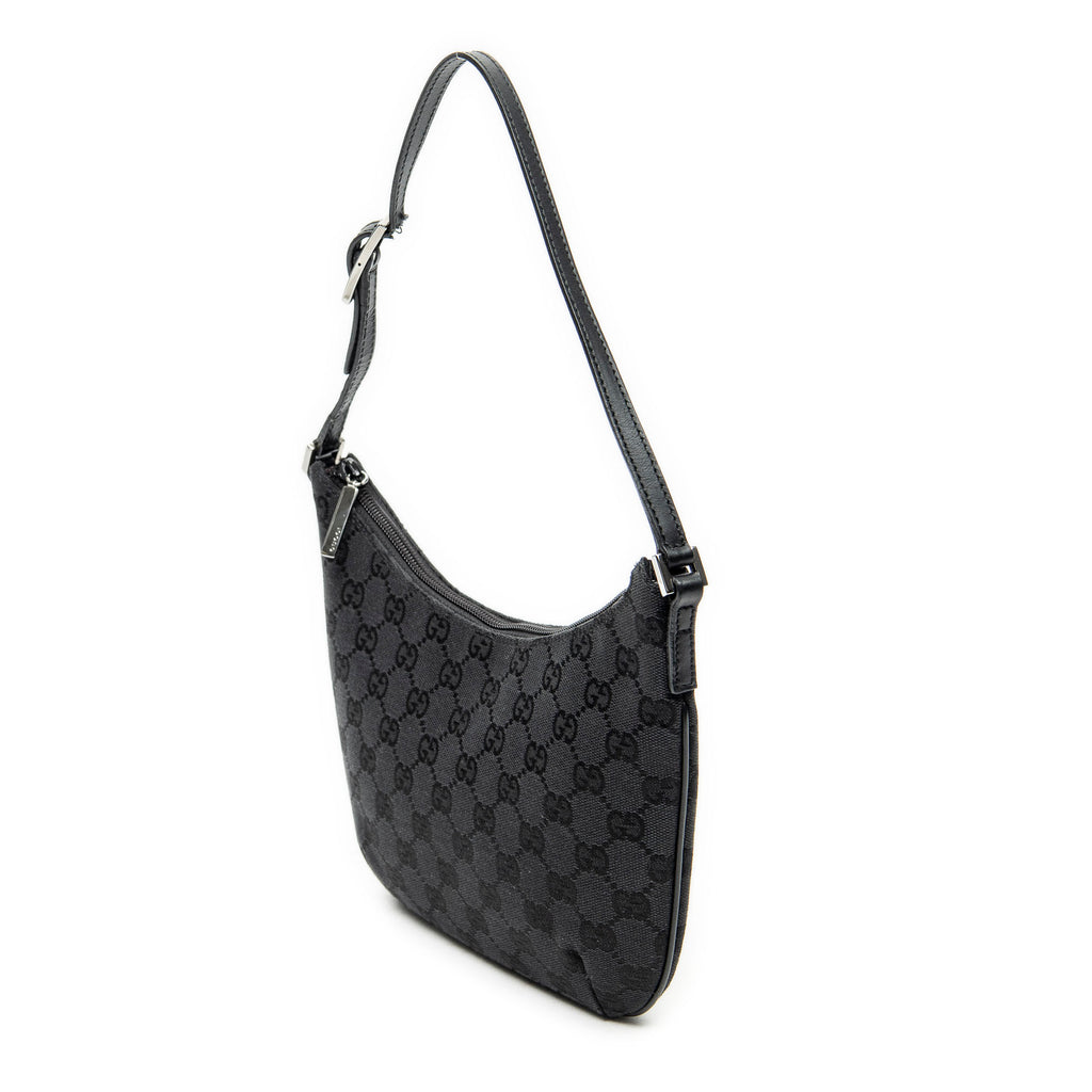 Shoulder Bag Pochette Hobo Black Monogrammed Canvas