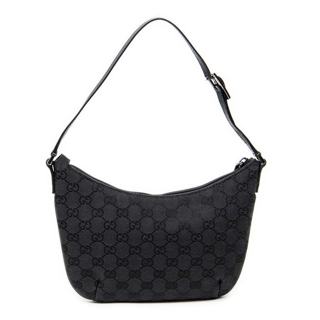 Shoulder Bag Pochette Hobo Black Monogrammed Canvas