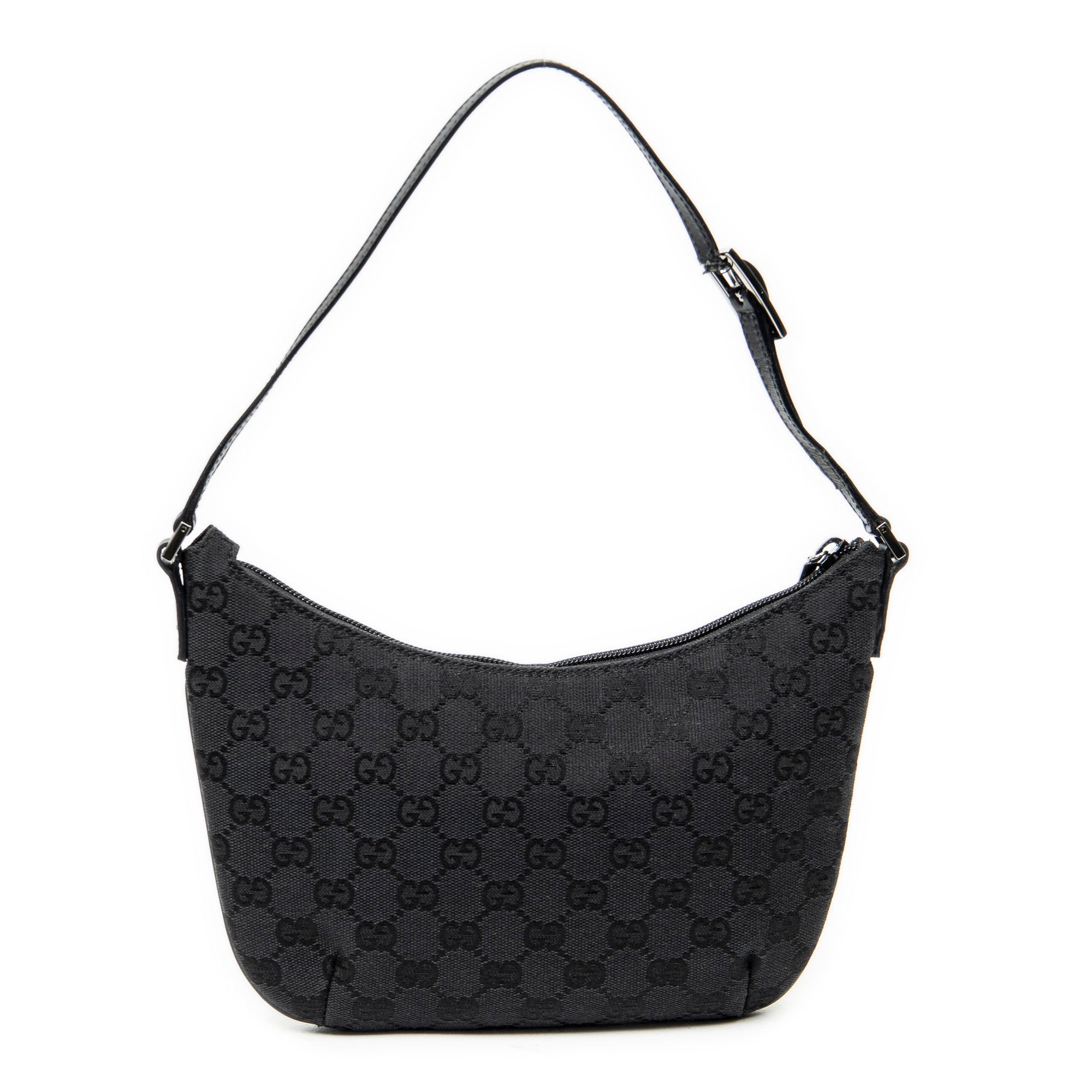Shoulder Bag Pochette Hobo Black Monogrammed Canvas