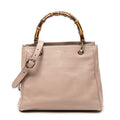 Shoulder Bag Small Bamboo Shopper Tote Pink Grained Calfskin Leather