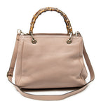 Shoulder Bag Small Bamboo Shopper Tote Pink Grained Calfskin Leather