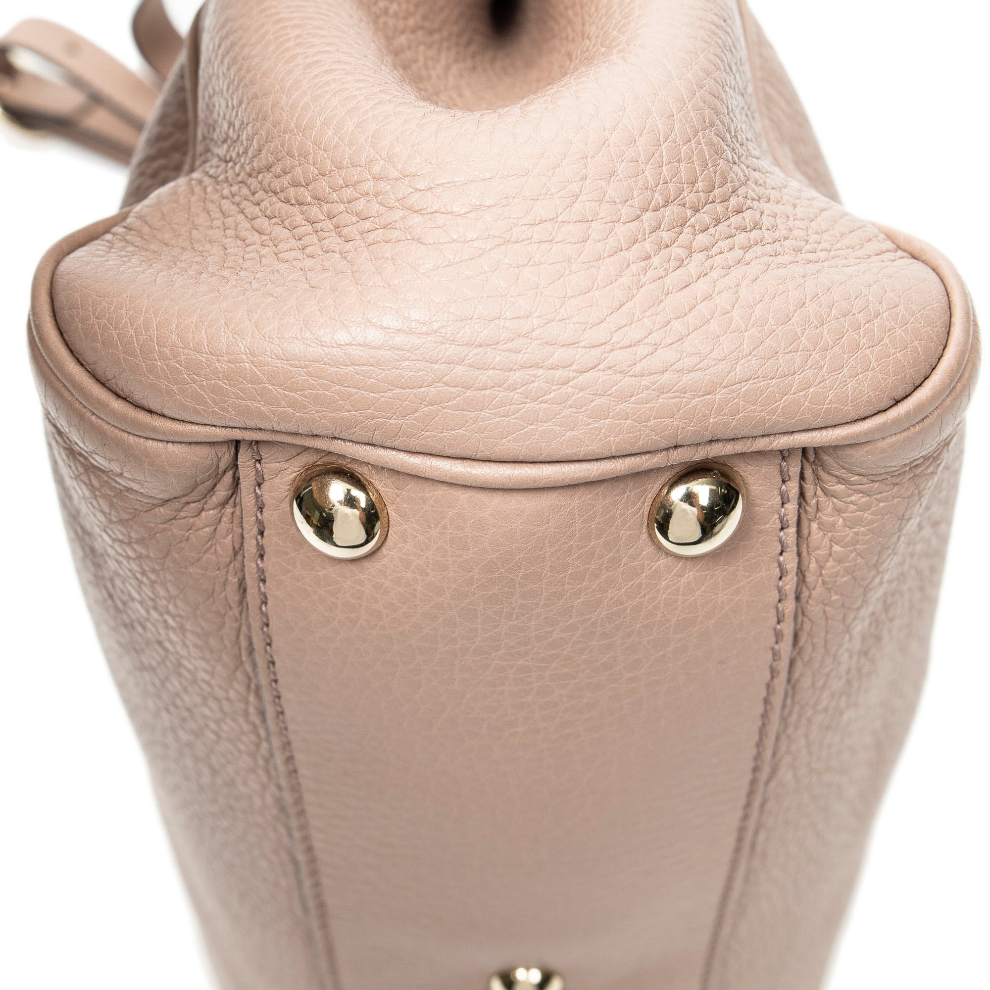 Shoulder Bag Small Bamboo Shopper Tote Pink Grained Calfskin Leather