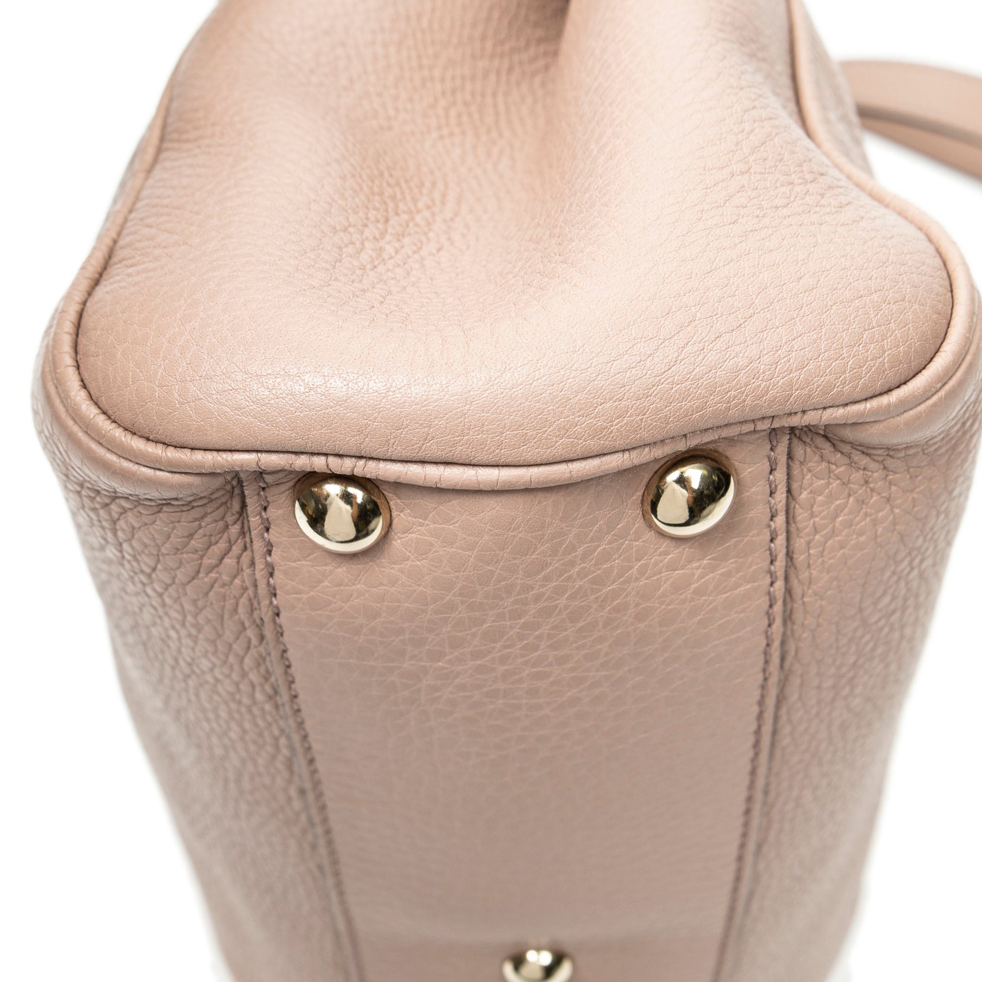 Shoulder Bag Small Bamboo Shopper Tote Pink Grained Calfskin Leather