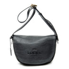 Shoulder Bag Heritage Flap Messenger Black Grained Calfskin Leather