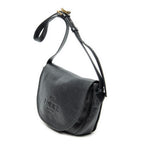 Shoulder Bag Heritage Flap Messenger Black Grained Calfskin Leather