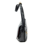 Shoulder Bag Heritage Flap Messenger Black Grained Calfskin Leather