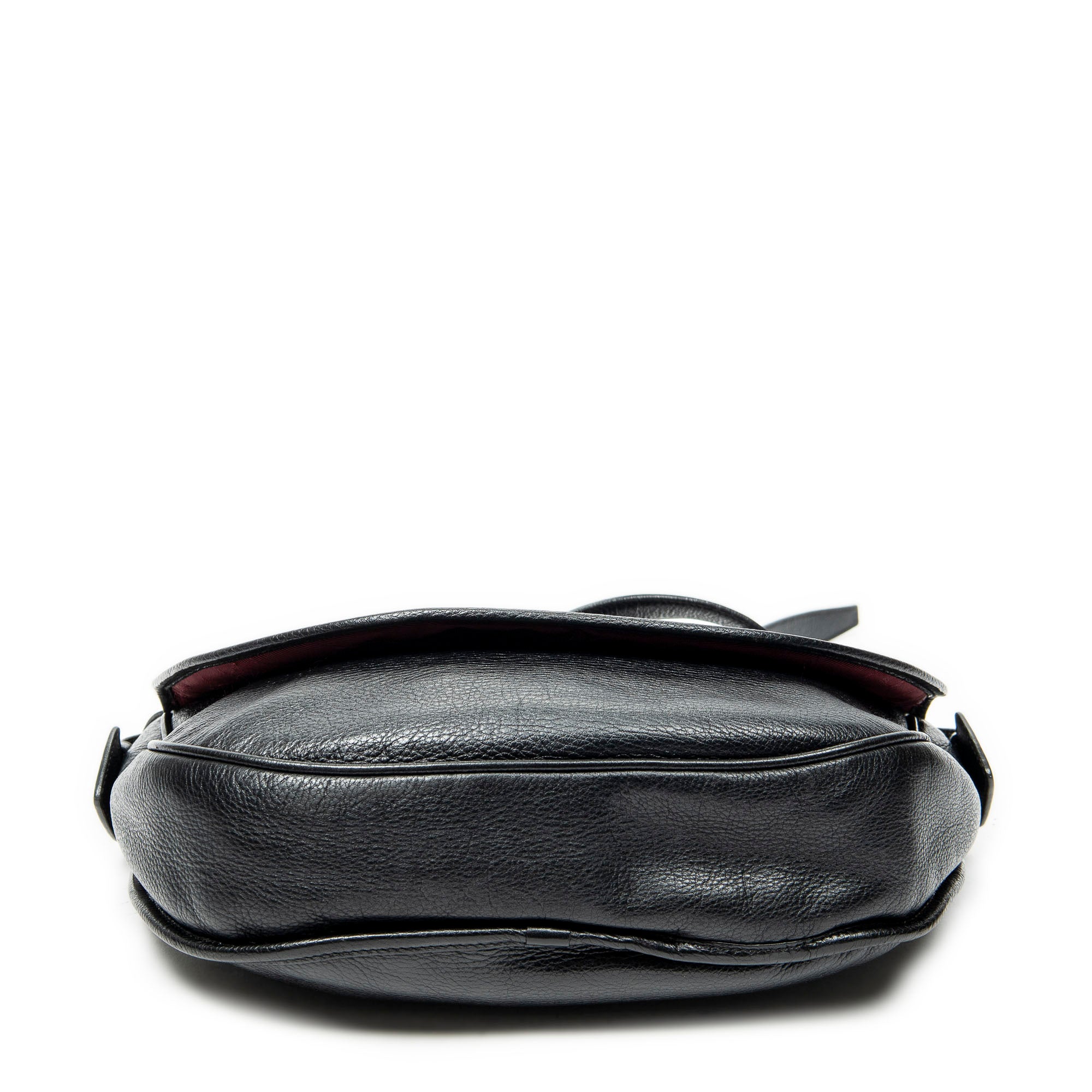 Shoulder Bag Heritage Flap Messenger Black Grained Calfskin Leather