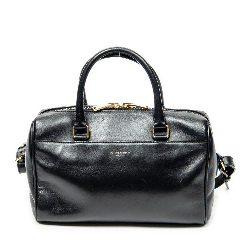 Shoulder Bag Baby Duffle Black Calfskin Leather