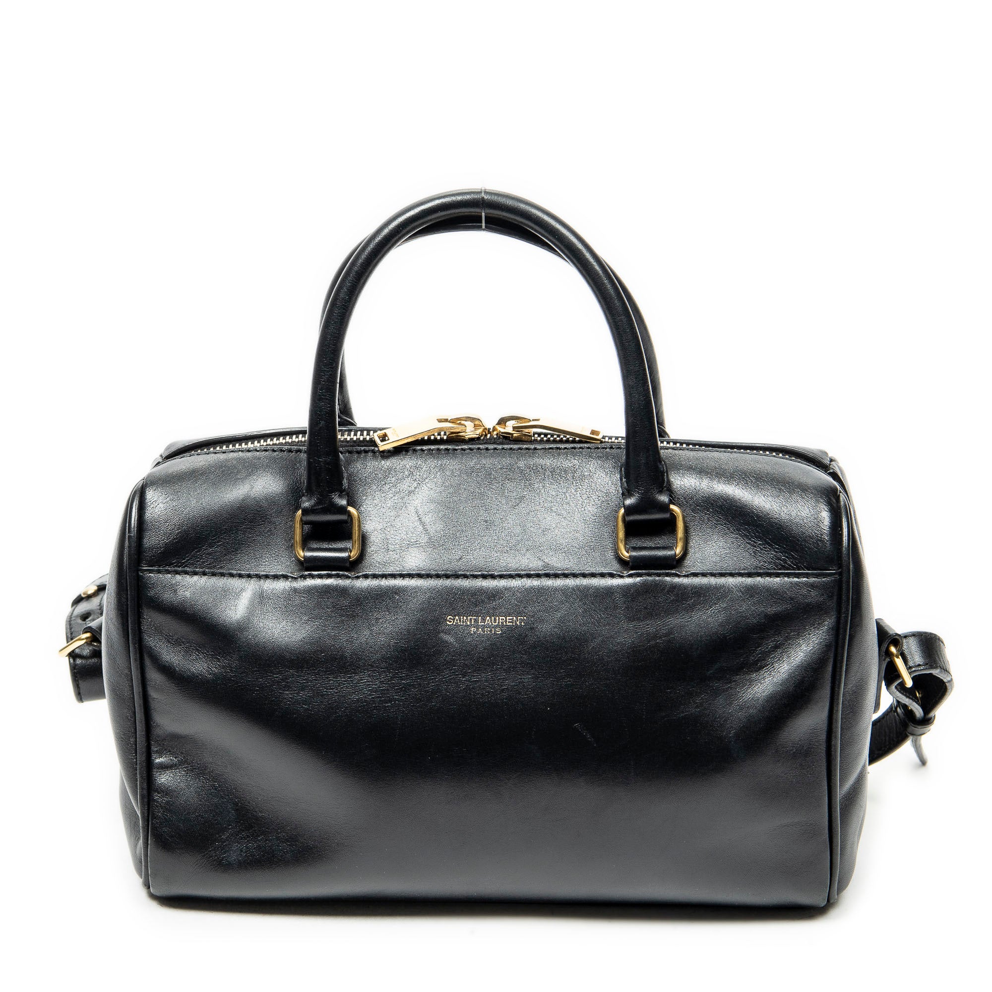 Shoulder Bag Baby Duffle Black Calfskin Leather