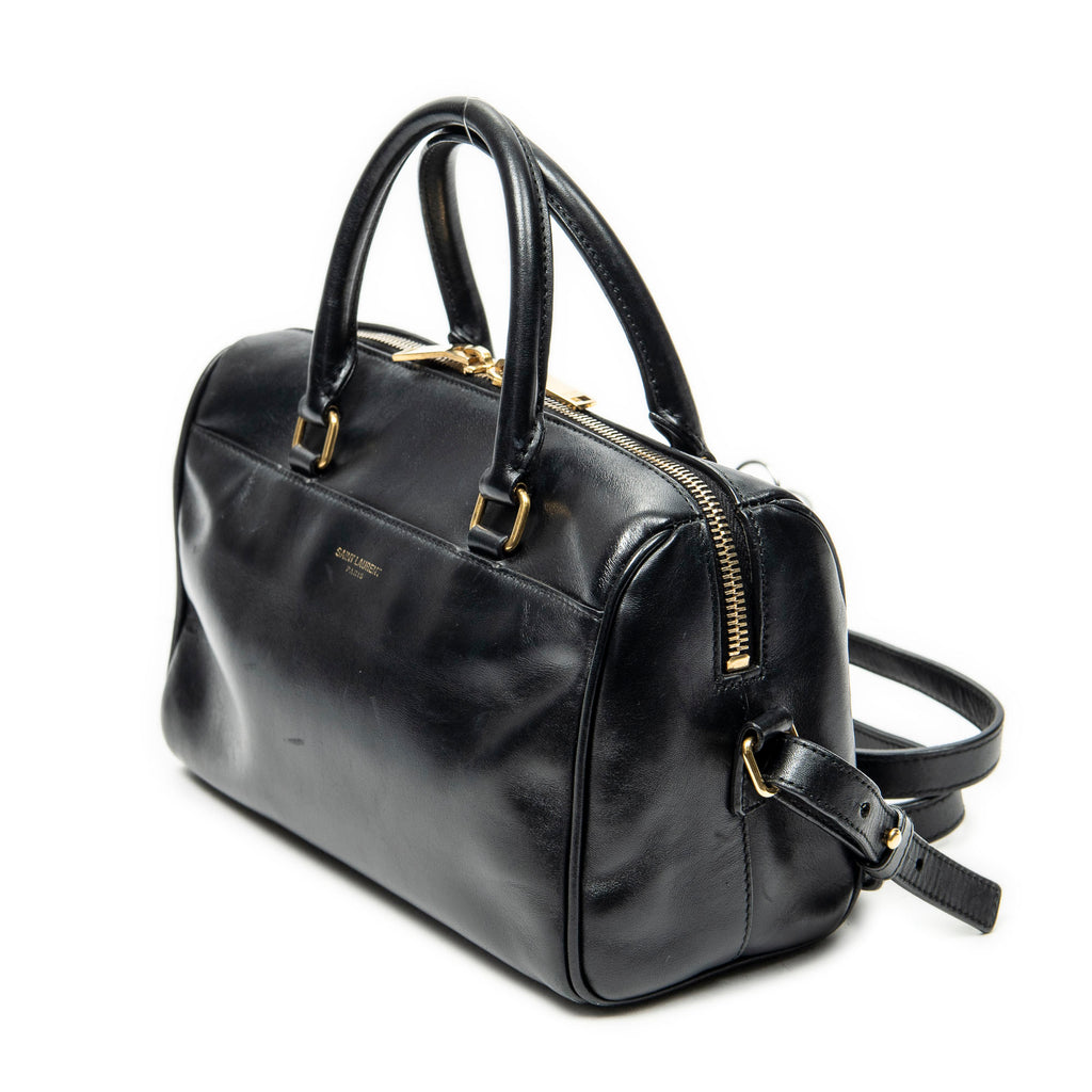 Shoulder Bag Baby Duffle Black Calfskin Leather