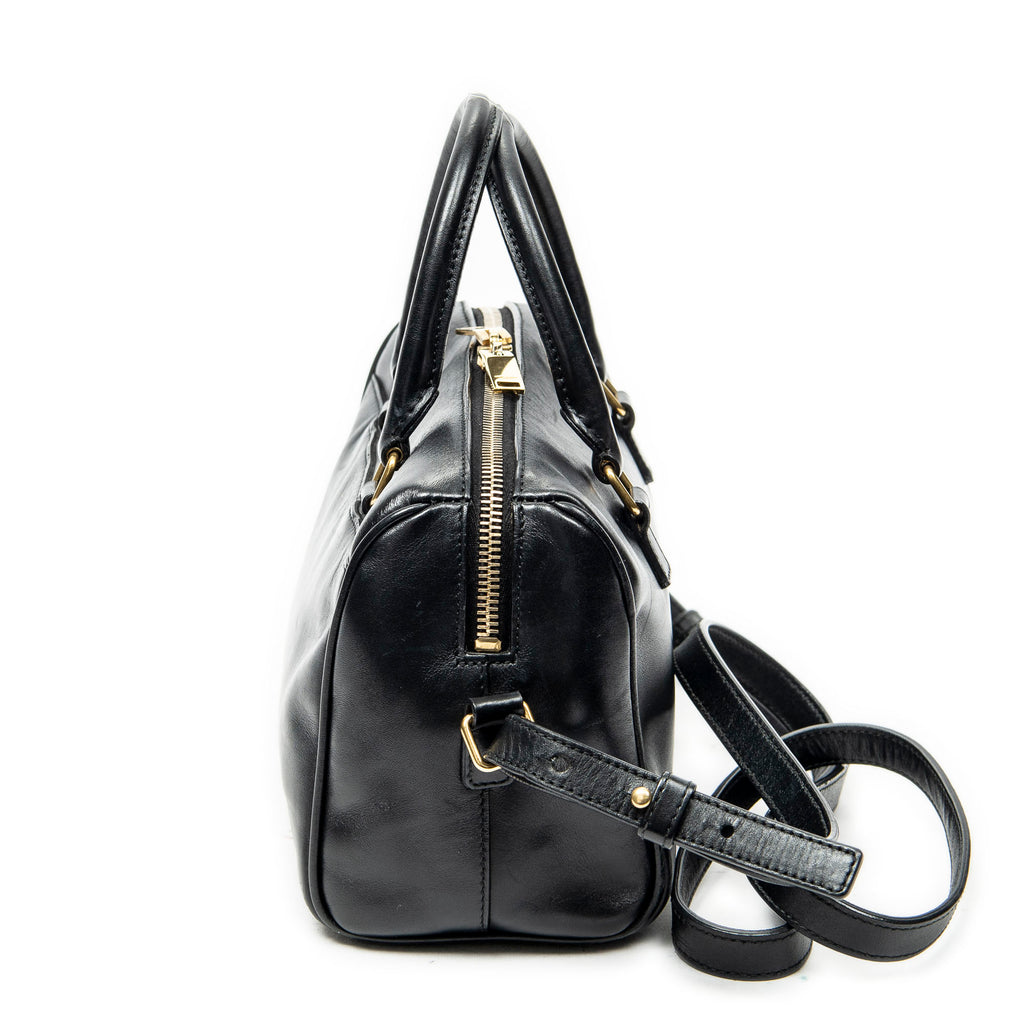 Shoulder Bag Baby Duffle Black Calfskin Leather