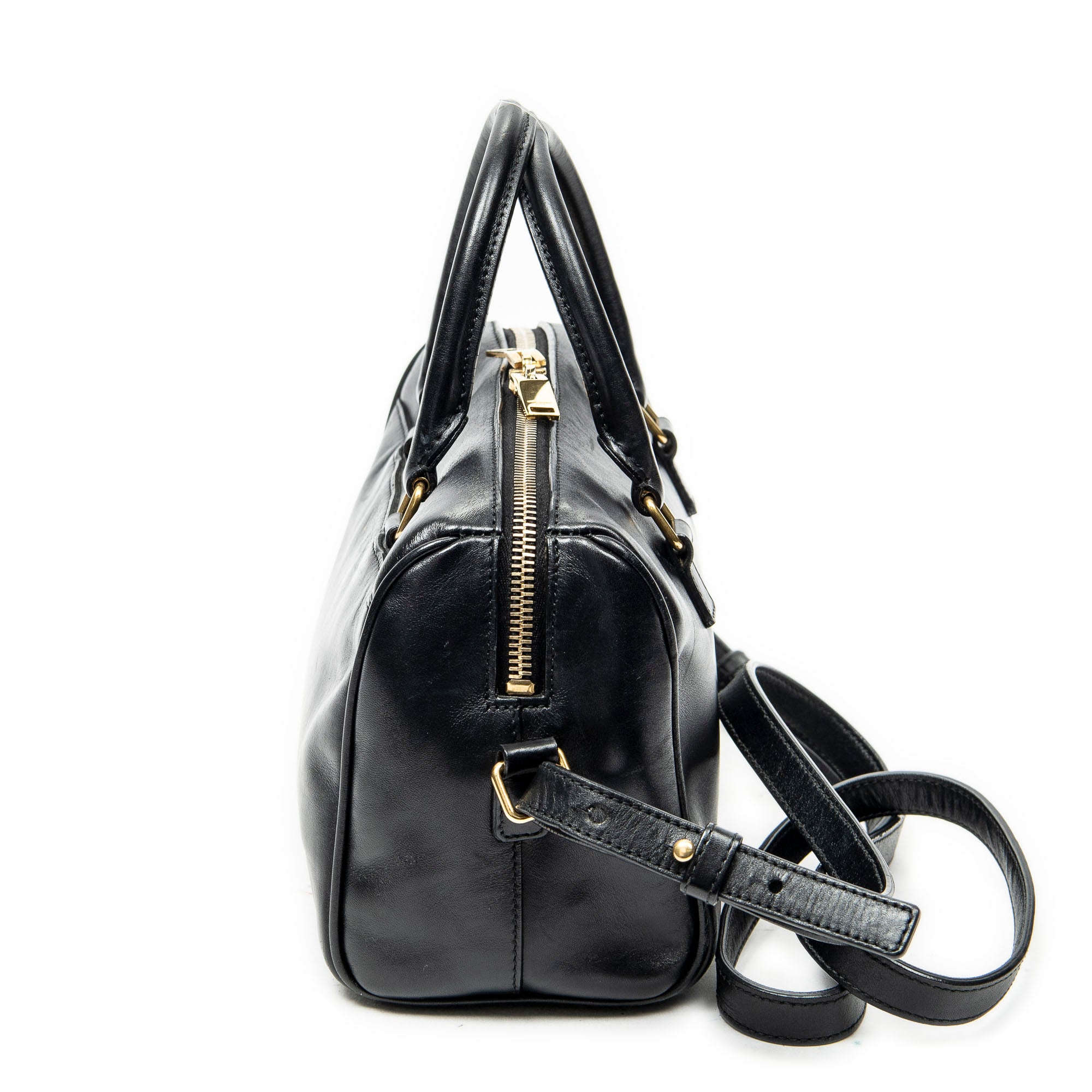 Shoulder Bag Baby Duffle Black Calfskin Leather