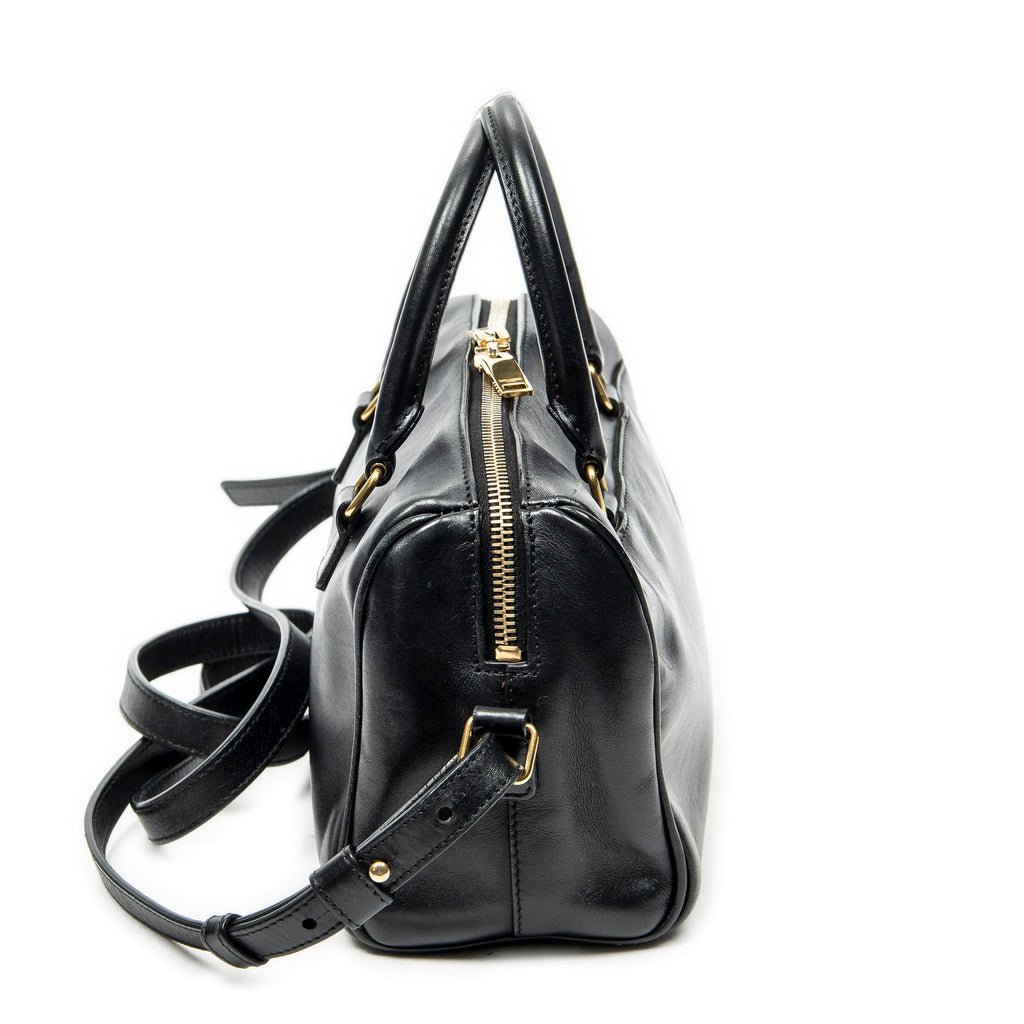 Shoulder Bag Baby Duffle Black Calfskin Leather