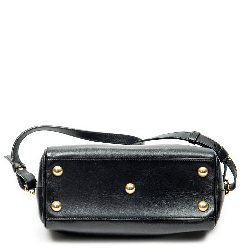 Shoulder Bag Baby Duffle Black Calfskin Leather