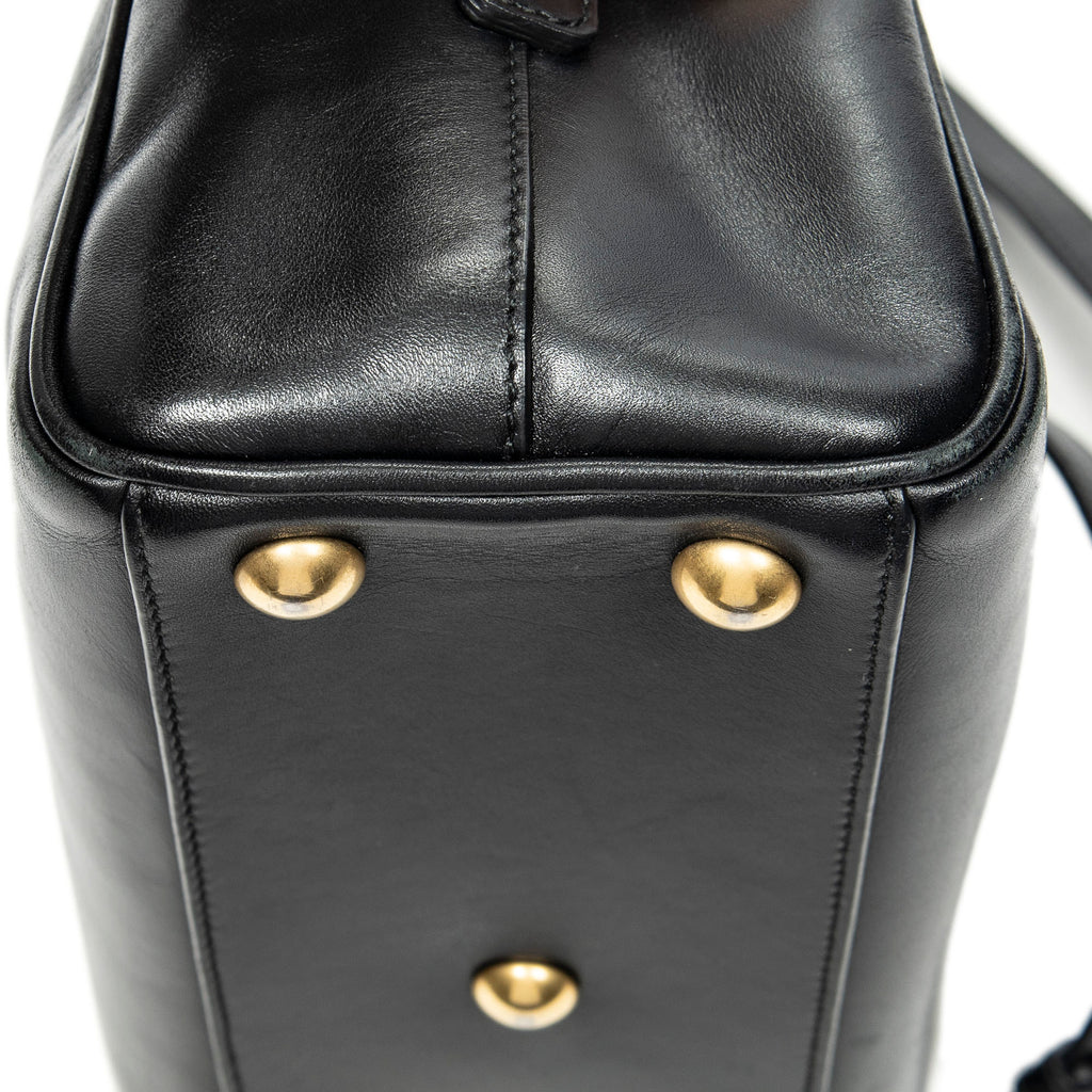 Shoulder Bag Baby Duffle Black Calfskin Leather