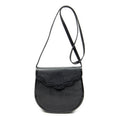 Shoulder Bag Vintage Scallop Flap Crossbody Black Grained Calfskin Leather