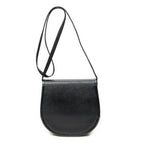 Shoulder Bag Vintage Scallop Flap Crossbody Black Grained Calfskin Leather