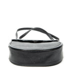 Shoulder Bag Vintage Scallop Flap Crossbody Black Grained Calfskin Leather