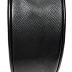 Shoulder Bag Vintage Scallop Flap Crossbody Black Grained Calfskin Leather