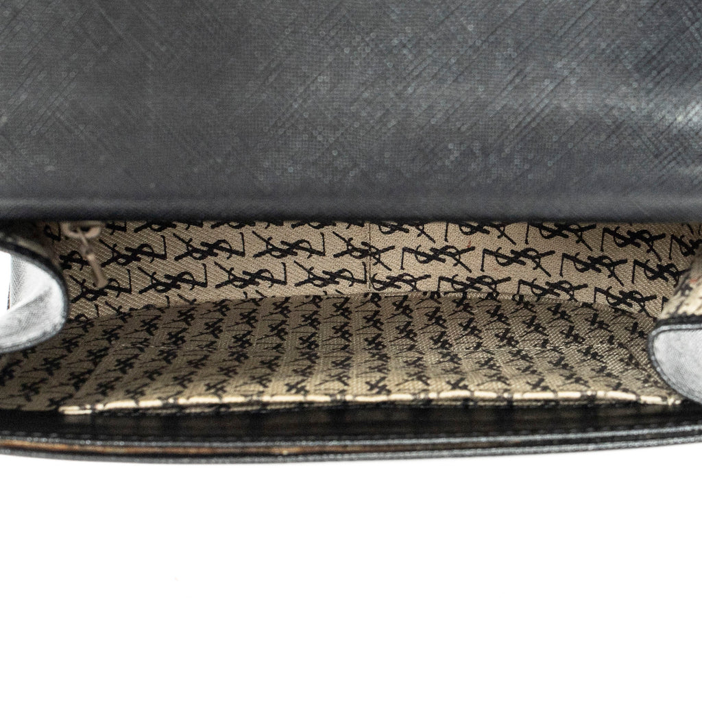 Shoulder Bag Vintage Scallop Flap Crossbody Black Grained Calfskin Leather