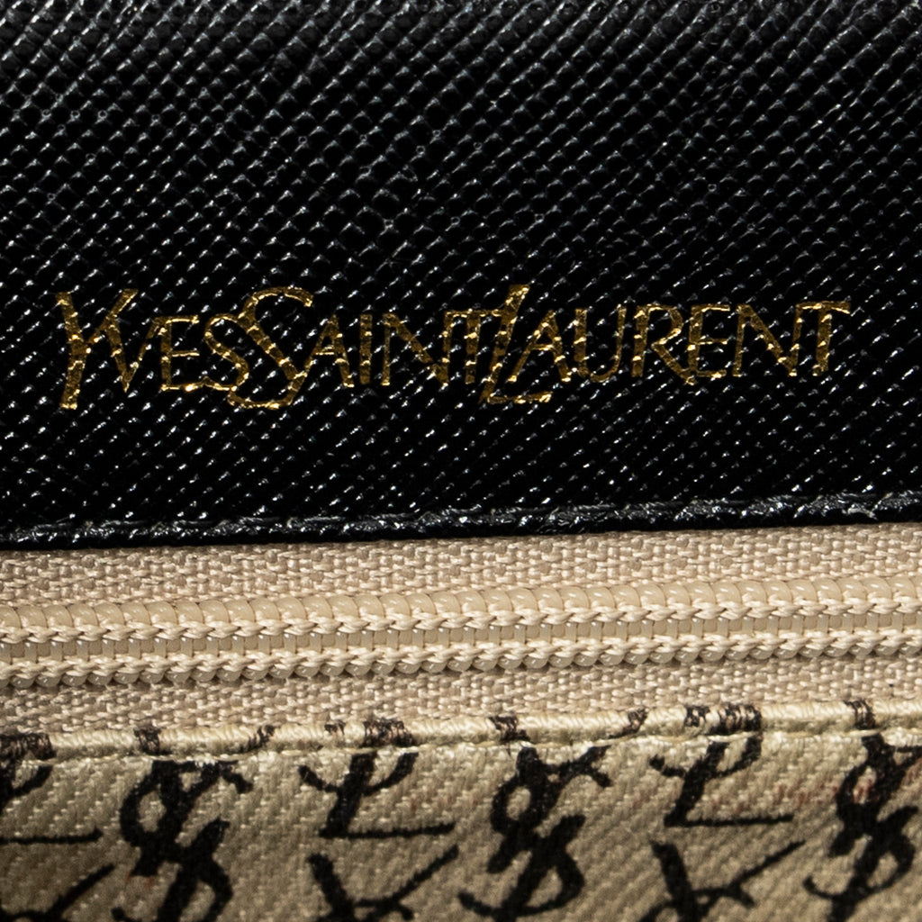 Shoulder Bag Vintage Scallop Flap Crossbody Black Grained Calfskin Leather
