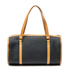 Shoulder Bag Vintage Bowling Bag Black Woven Coated Canvas