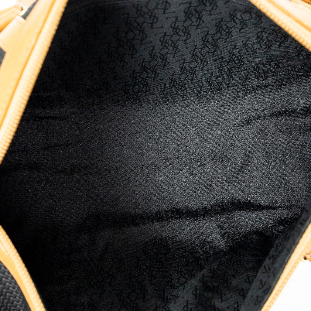 Shoulder Bag Vintage Bowling Bag Black Woven Coated Canvas