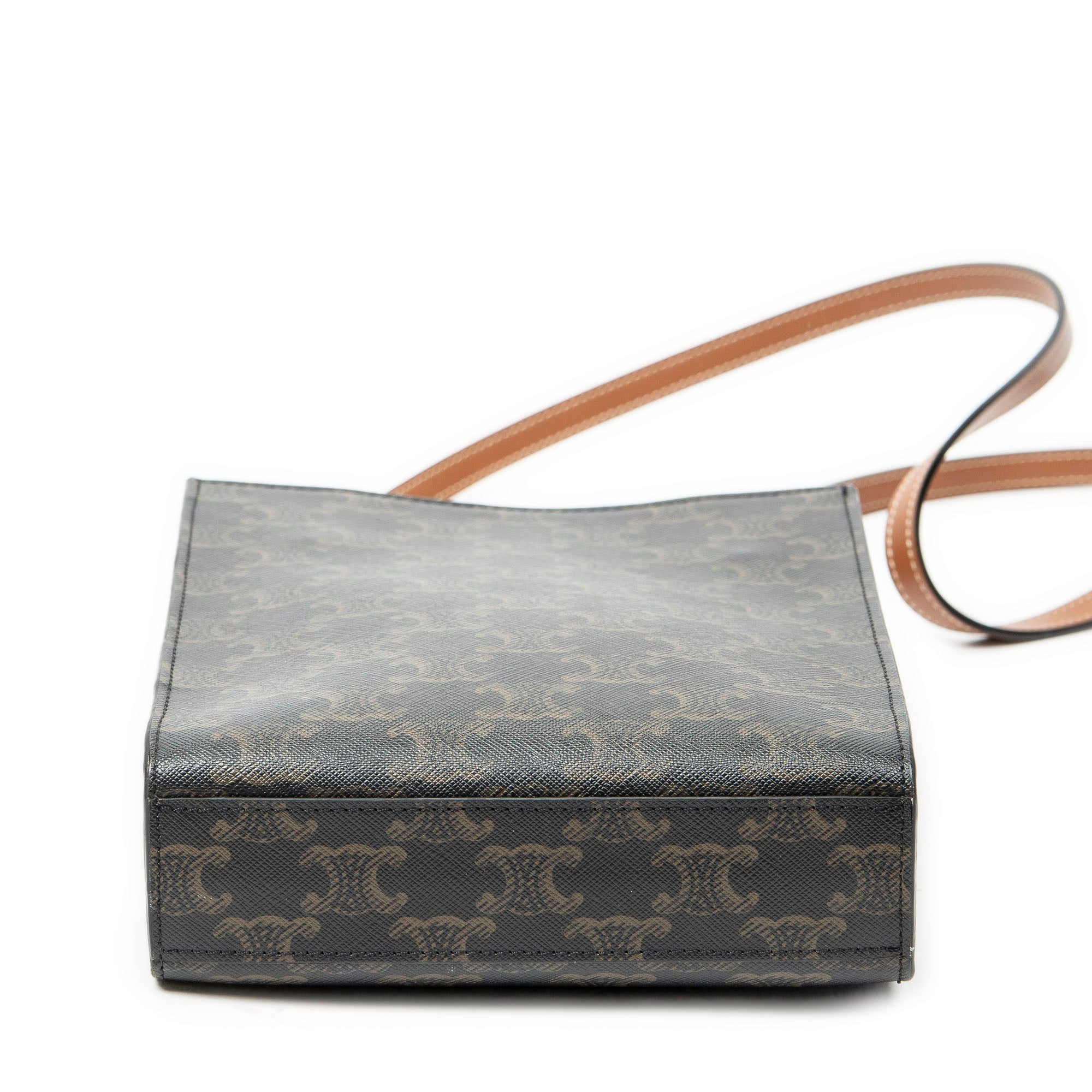 Shoulder Bag Mini Vertical Cabas Brown Triomphe Coated Canvas