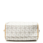 Handbag Zip Boston White Carriage Print Coated Canvas