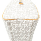 Handbag Zip Boston White Carriage Print Coated Canvas