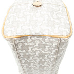 Handbag Zip Boston White Carriage Print Coated Canvas
