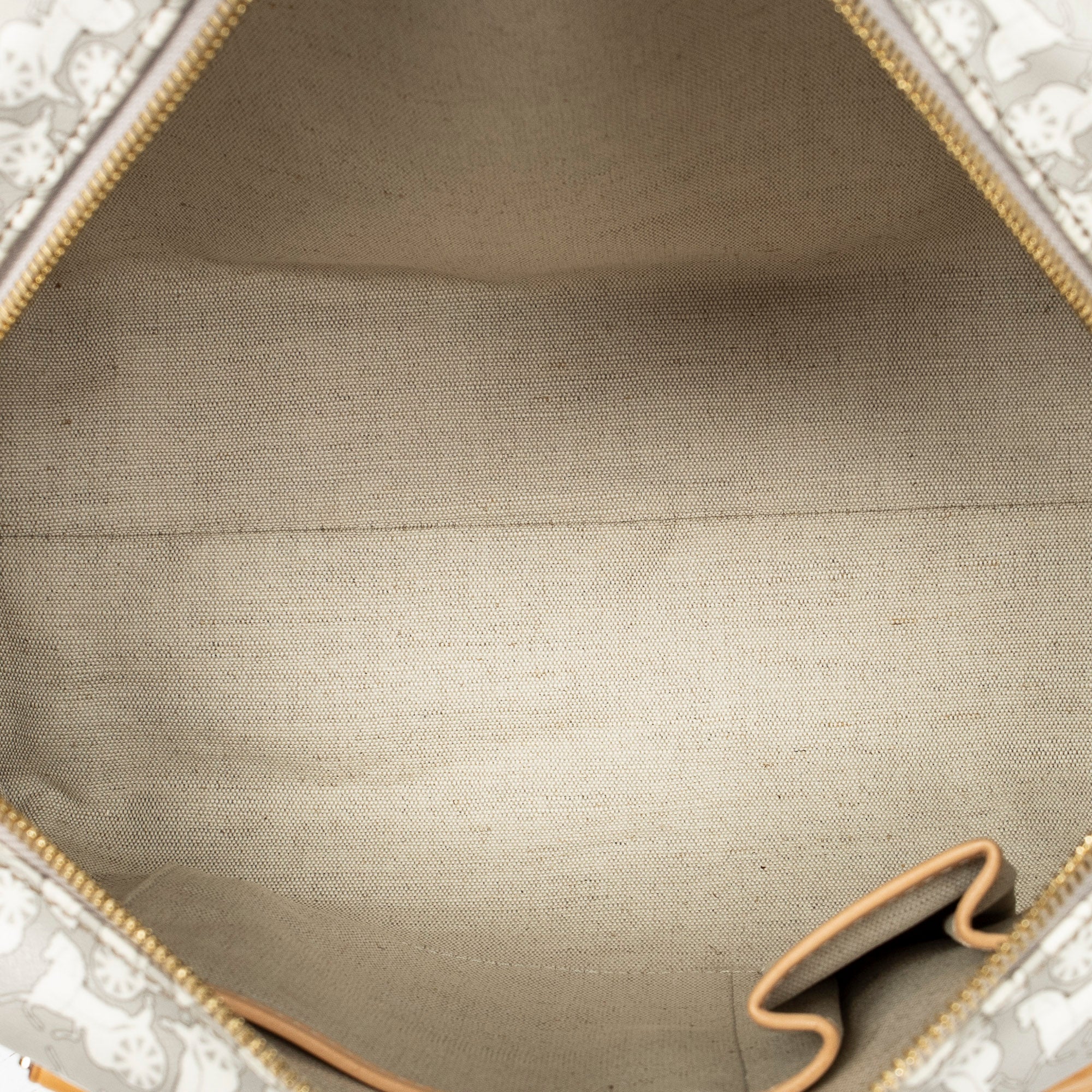 Handbag Zip Boston White Carriage Print Coated Canvas