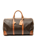 Travel Bag Vintage Large Travel Boston Brown Macadam Coated Canvas