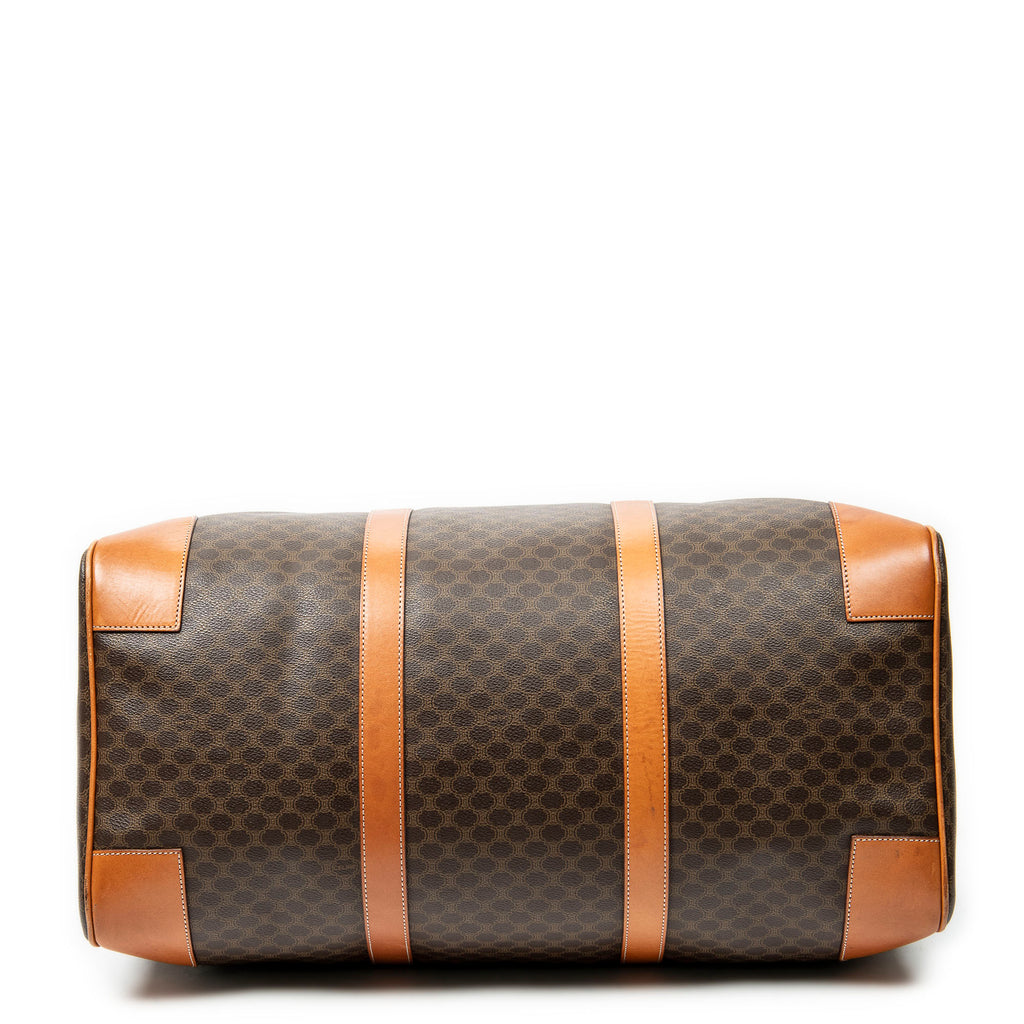 Travel Bag Vintage Large Travel Boston Brown Macadam Coated Canvas