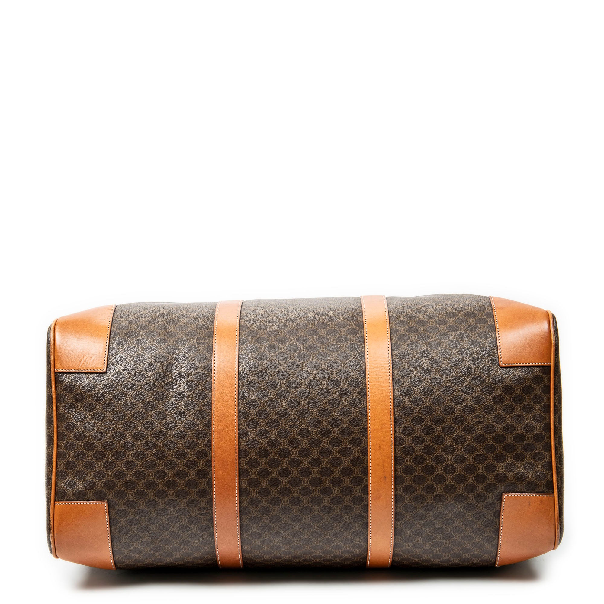Travel Bag Vintage Large Travel Boston Brown Macadam Coated Canvas