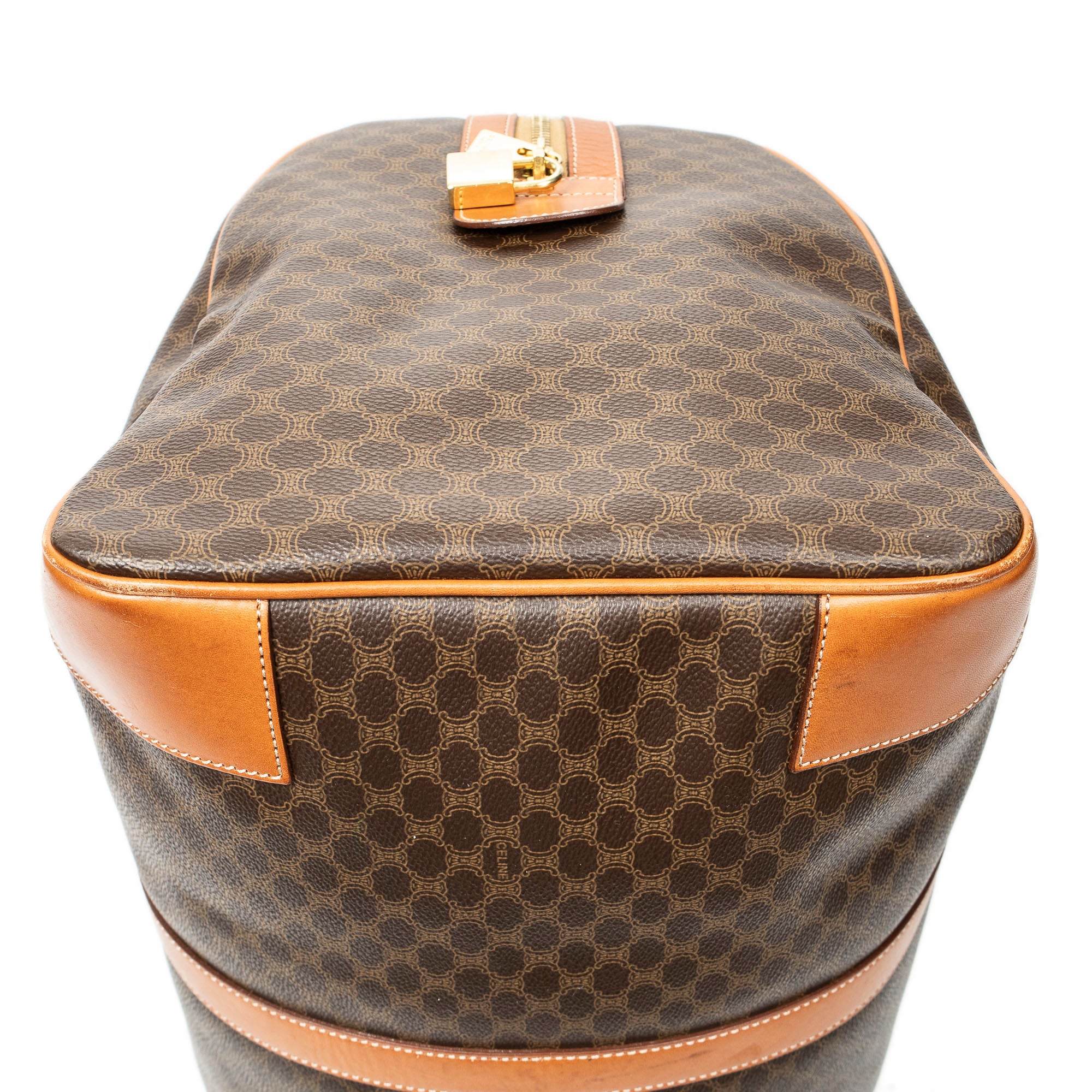 Travel Bag Vintage Large Travel Boston Brown Macadam Coated Canvas