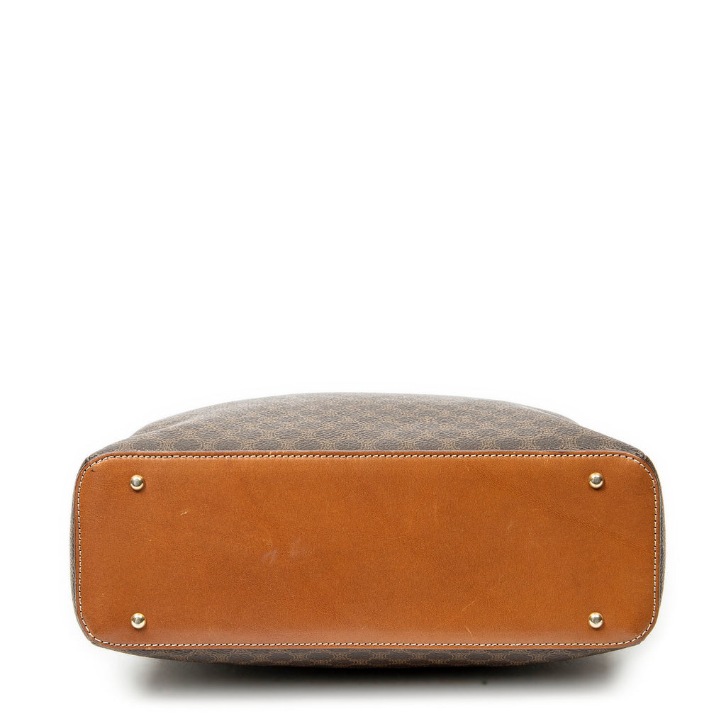 Handbag Dome Top Handle Brown Macadam Coated Canvas