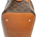 Sac à main dôme, poignée supérieure, toile enduite Macadam marron