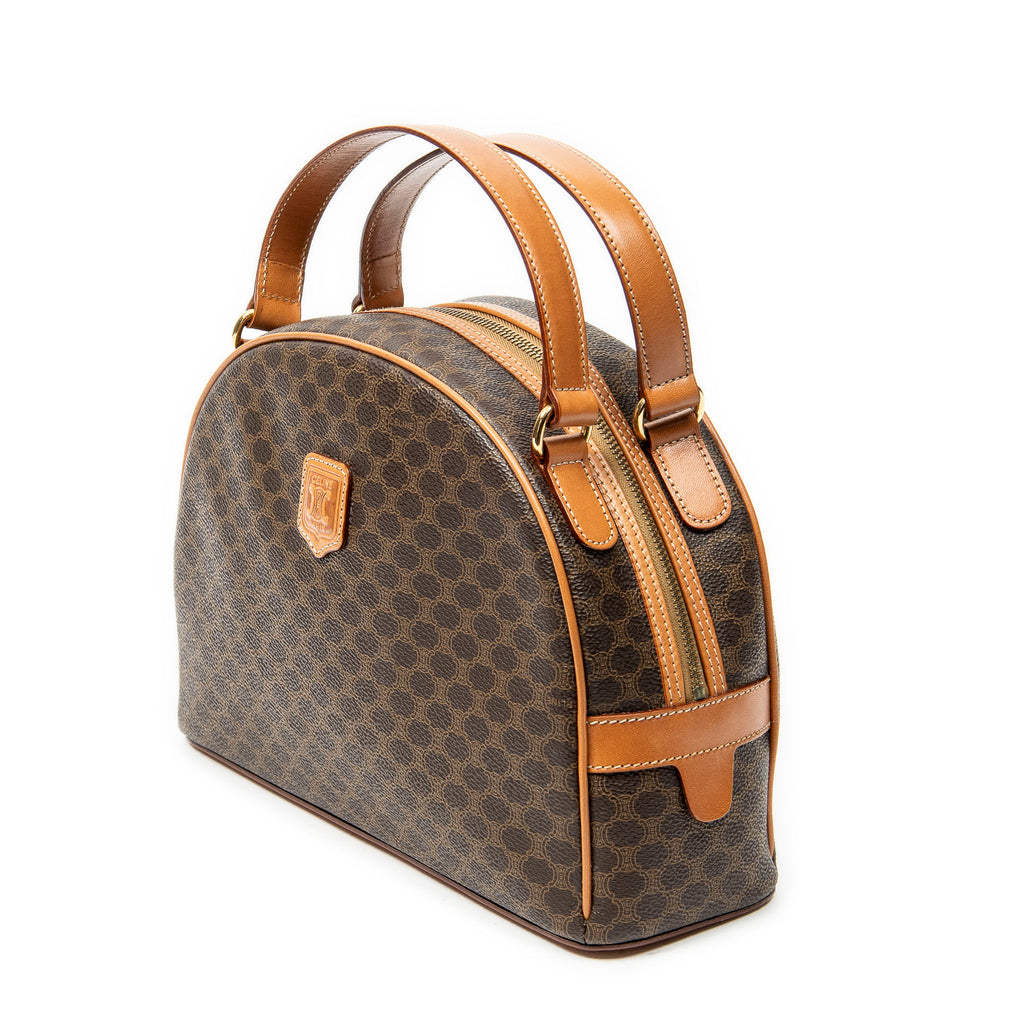 Bolso de mano con asa superior en lona revestida Macadam marrón