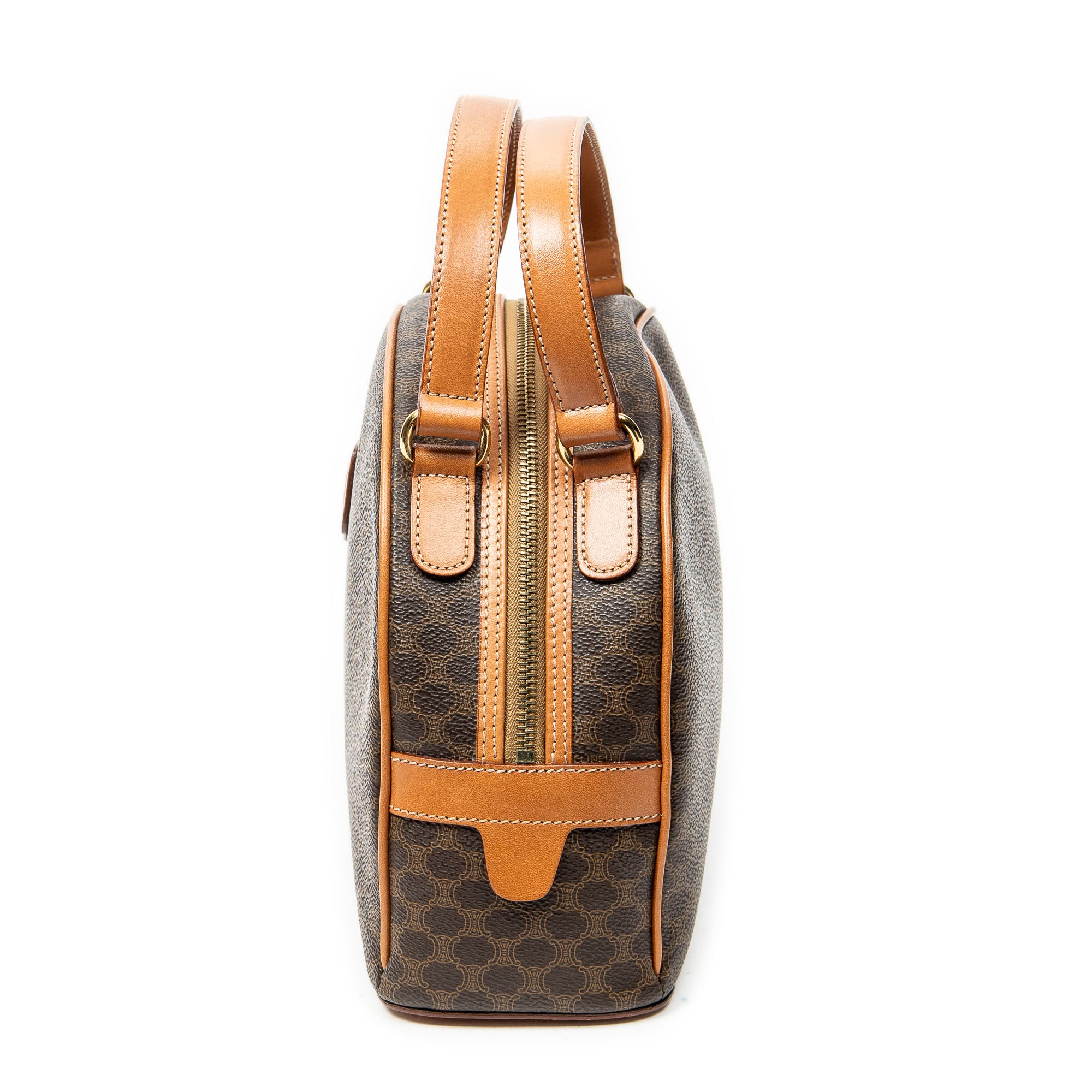 Handbag Dome Top Handle Brown Macadam Coated Canvas
