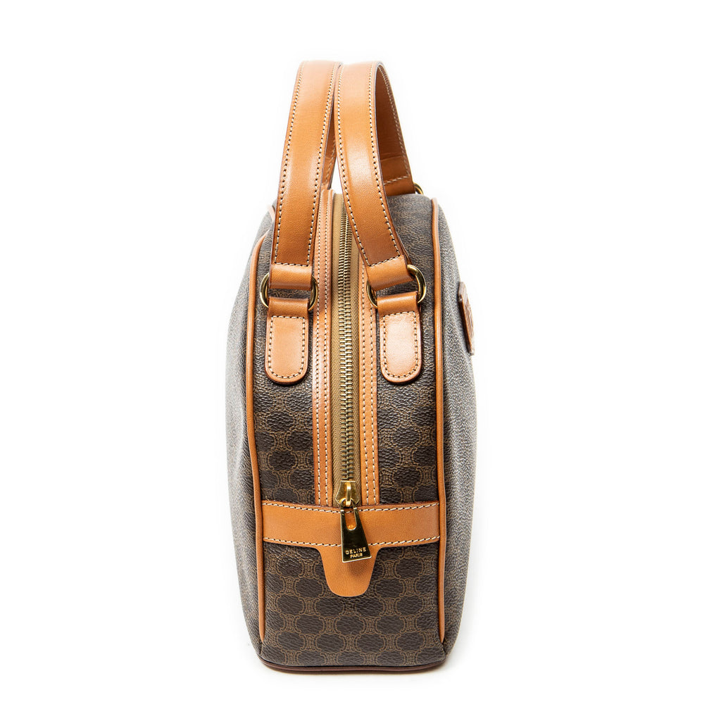 Bolso de mano con asa superior en lona revestida Macadam marrón