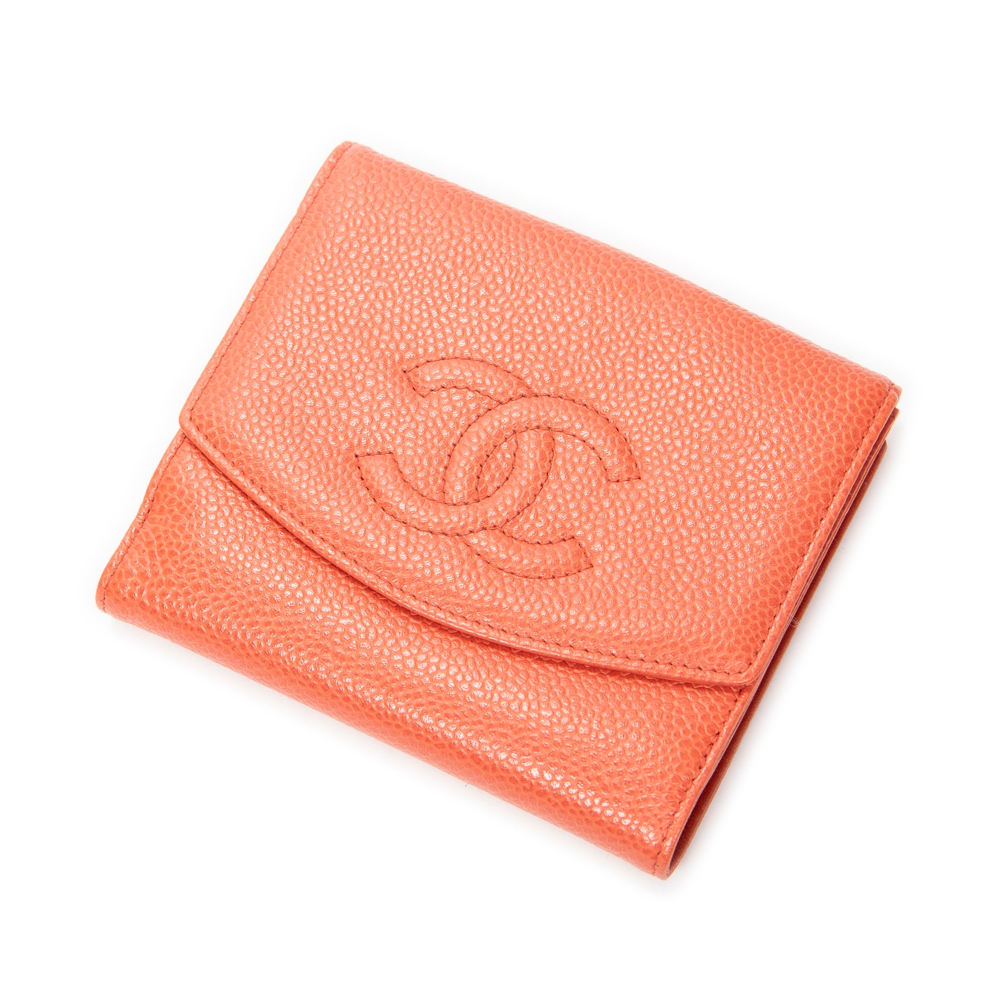 Wallet Timeless Compact Bifold Wallet Peach Caviar Leather