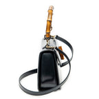 Shoulder Bag Medium Bamboo Top Handle Flap Black Calfskin Leather