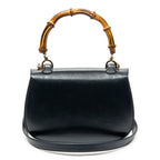 Shoulder Bag Medium Bamboo Top Handle Flap Black Calfskin Leather