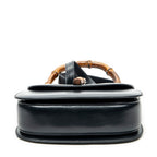 Shoulder Bag Medium Bamboo Top Handle Flap Black Calfskin Leather