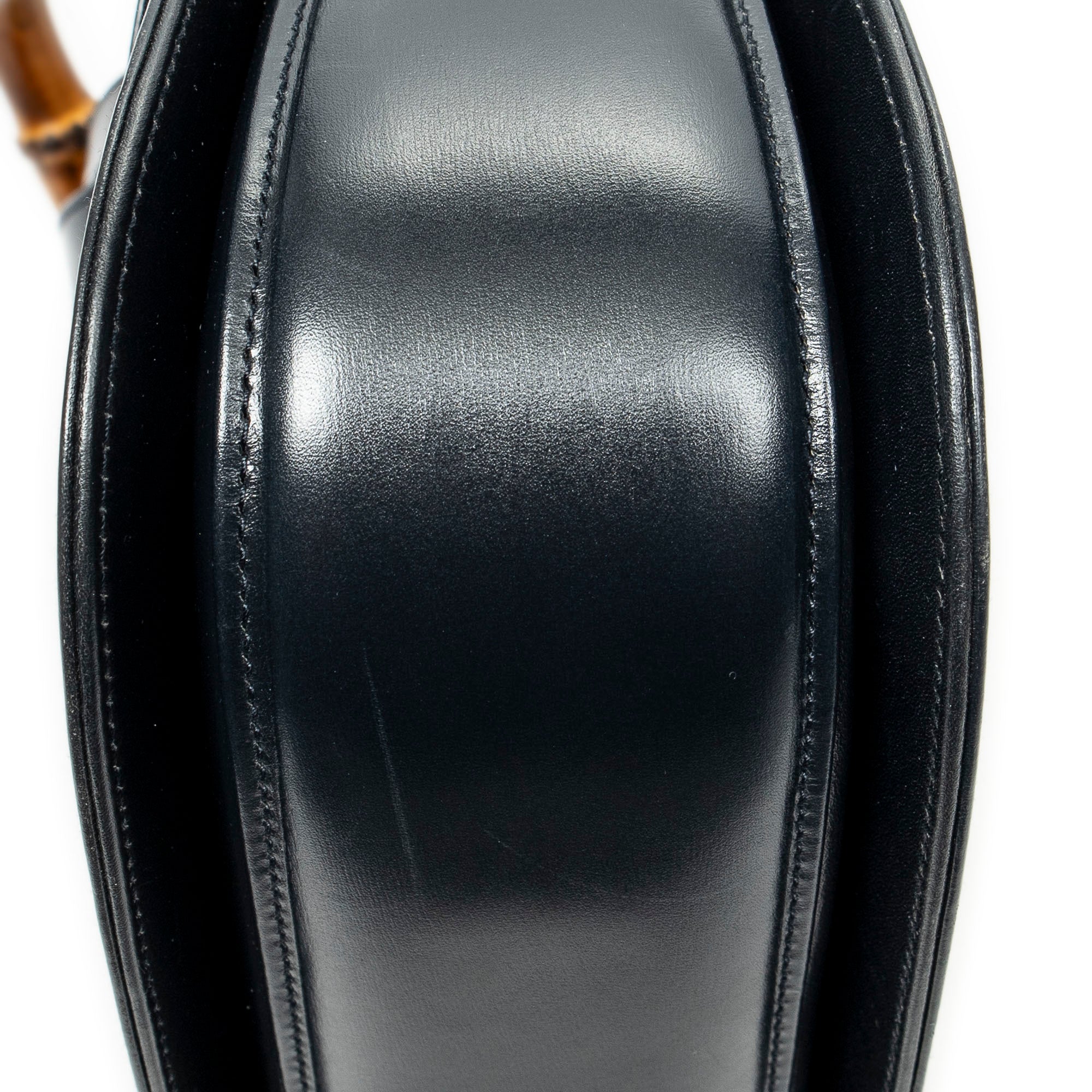 Shoulder Bag Medium Bamboo Top Handle Flap Black Calfskin Leather